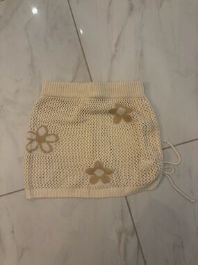 Cream Crochet Floral Skirt